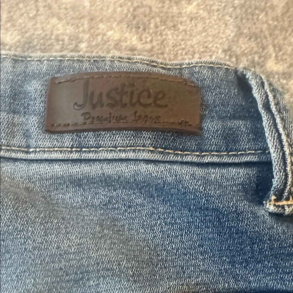 Justice Kids Distressed Blue Paint-Splatter Jeans Size 12